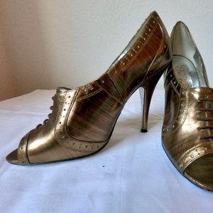 Jessica Simpson Gold Nichola Bootie Lace-Up Pumps